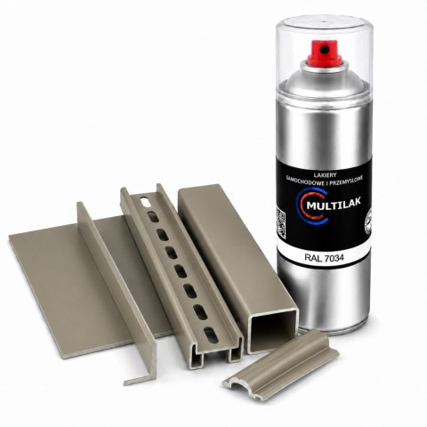 SPRAY LAKIER FARBA DO ALUMINIUM RAL 7034 POŁYSK